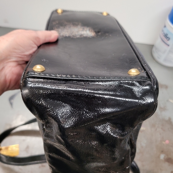 Yves Saint Laurent YSL Tote Bag Y-Mail Patent Leather Black also RARE keyring - Picture 12 of 16